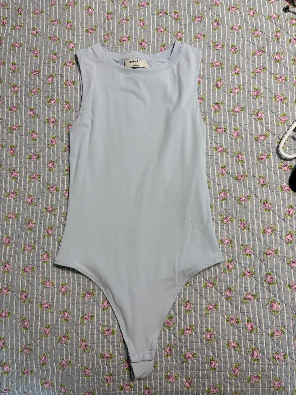 Babaton Pale Blue Sleeveless Bodysuit